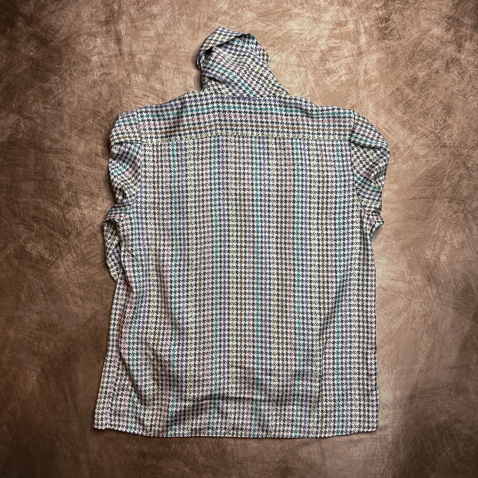 Blusa bufanda cuello satinado pata de gallo vintage clásica de Galinda Wang La Chine Foto 3 de 4