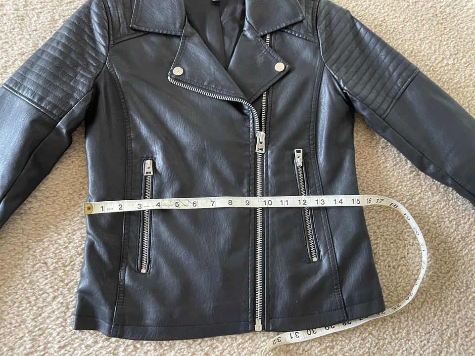 Topshop Moto Jacket Women's Size 0 XS 100%  Polyester Faux Leather - Image 2 of 4