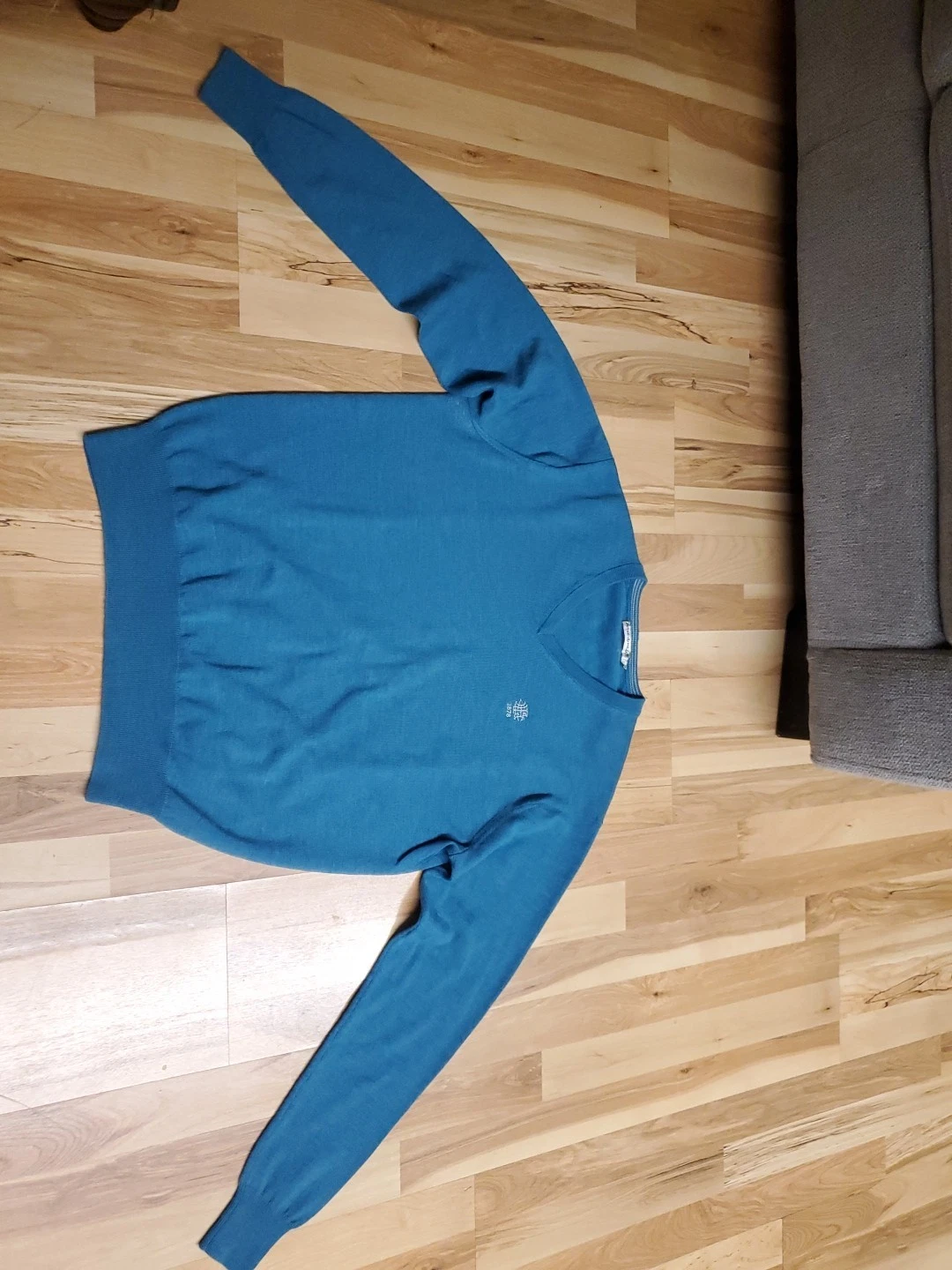 Peter Millar Sweater Mens Blue V Neck 100% Extra Fine Italian Merino Wool Sz L