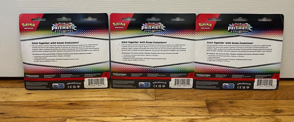 🔥BRAND NEW-Pokemon TCG Prismatic Evolutions Tech Sticker Collection-Set of  3🔥
