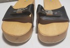 Vtg Dr Scholl's Original Wooden Shoes Leather Strap Sandals Italy Women's 9 VGUC — photo 2