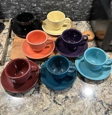 Fiesta Ware Homer Laughlin Tea Cup Saucer Set YOU PICK Rainbow Colors Retired