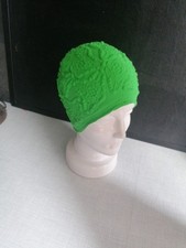 Badekappe Damen weiches Gummi Vintage  Schwimmhaube ,  Formdekor gr&uuml;n