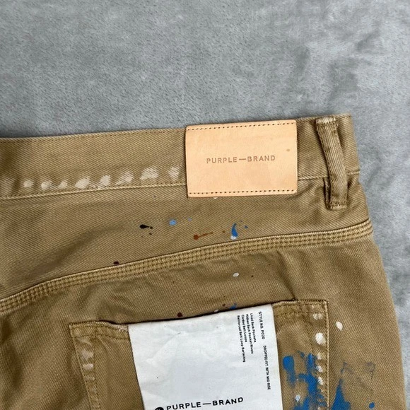 Pantalones Cortos de Denim Para Hombre Marca Púrpura Pintura Tostada Salpicaduras Corte Estilo P020 Talla 40 Foto 3 de 4