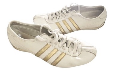 Adidas Okapi White Gold Stripe Sneakers Retro Ballerina Golf 2008 Size 7