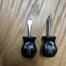 Snap On Stubby Slottedflat Tip Black Handle Screwdriver Set Sdd1 Sddp22 Nice