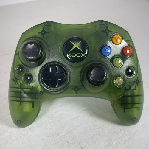 Controlador Original Xbox OEM S Tipo Transparente Halo Verde con Cable Rompible Probado 1