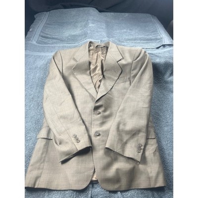 Roberto Villini Italy Mens Tan Plaid Wool Blazer 40 RE Mod Capri