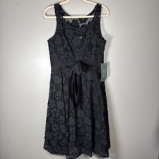 Coldwater Creek Black Lace Floral A-line Dress Size 12 Special Occasion NWT