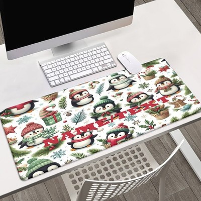 40*90cm1pc ized Penguin-Themed XXL Large Desk & Mouse Pad - Custom NameText, Non