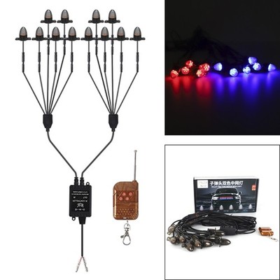 12Pcs Front Grille Flashing Lighting Bullet Head Appearance Für Universal Car
