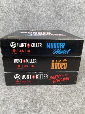 Hunt A Killer Mystery Game Lot 3 Murder Motel RIP Rodeo Dive Bar Medium Easy