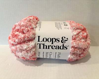 Loops & Threads Fluffy Chenille Multi Polyester Chenille Yarn Pink/White 7oz