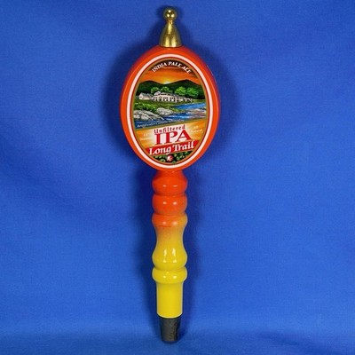 Long Trail Brewery Vermont Unfiltered IPA Beer Tap Handle - Yellow & Orange Wood