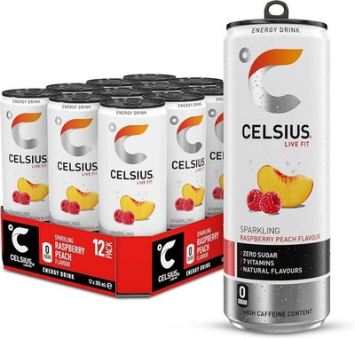 Celsius Energy Drink Raspberry Peach 12er Pack x 355ml