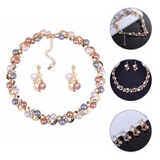 1 Set of Beautiful Neck Chain Fashionable Ear Drops Distinctive Jewelry Set