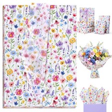 Wildflower Floral Printed Gift Wrapping Tissue Paper DIY Craft 20x14 In 100 PC