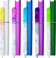 5 Pack Glass Nail File with Case for Women Double Sided Crystal Fingernail File