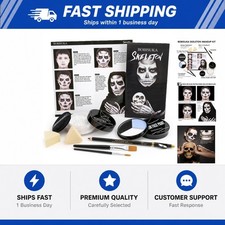 Halloween Skeleton Makeup, Complete Skull Makeup Kit Face Paint SFX Character