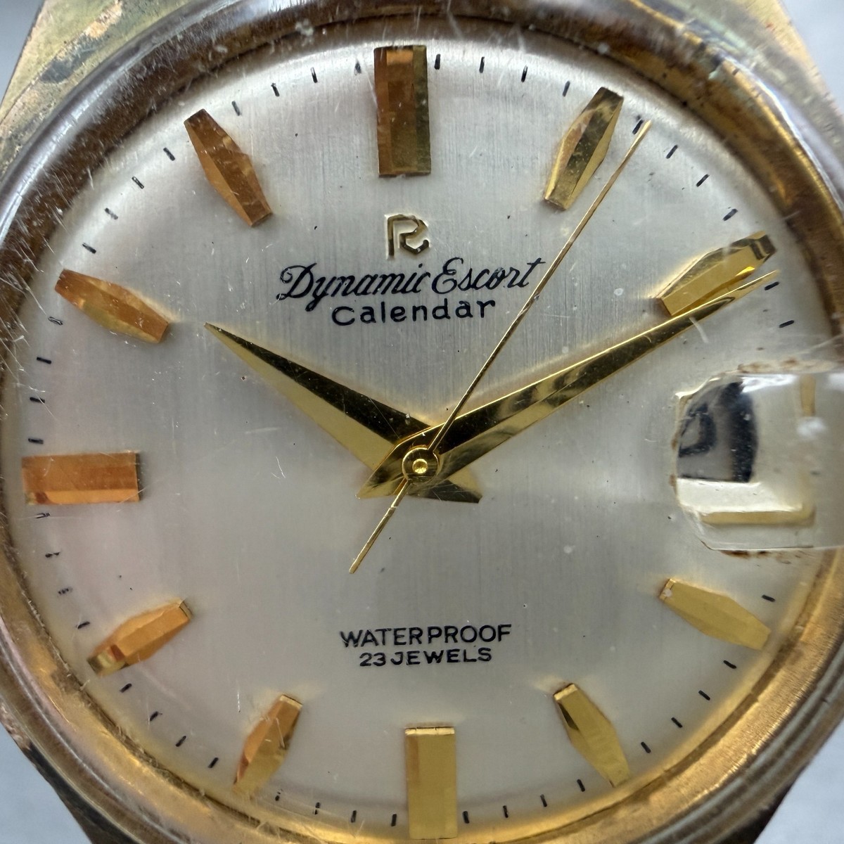 Rioch Dynamic Escort Watch Men 36mm Silver Dial Gold Tone Date 