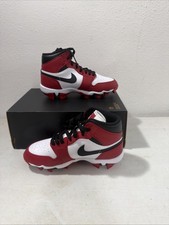 Nike Air Jordan 1 Mid Chicago Cleats Youth Sz 2.5 HF6883-106 Baseball/Football