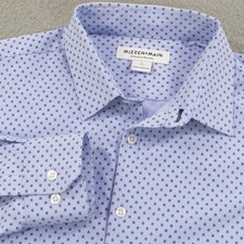 Mizzen Main Shirt Mens Large Trim Leeward Blue White Floral Print Stripe Stretch