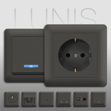 Steckdose Steckdosen Schalter Lichtschalter TAE Wechselschalter LUNIS Anthrazit