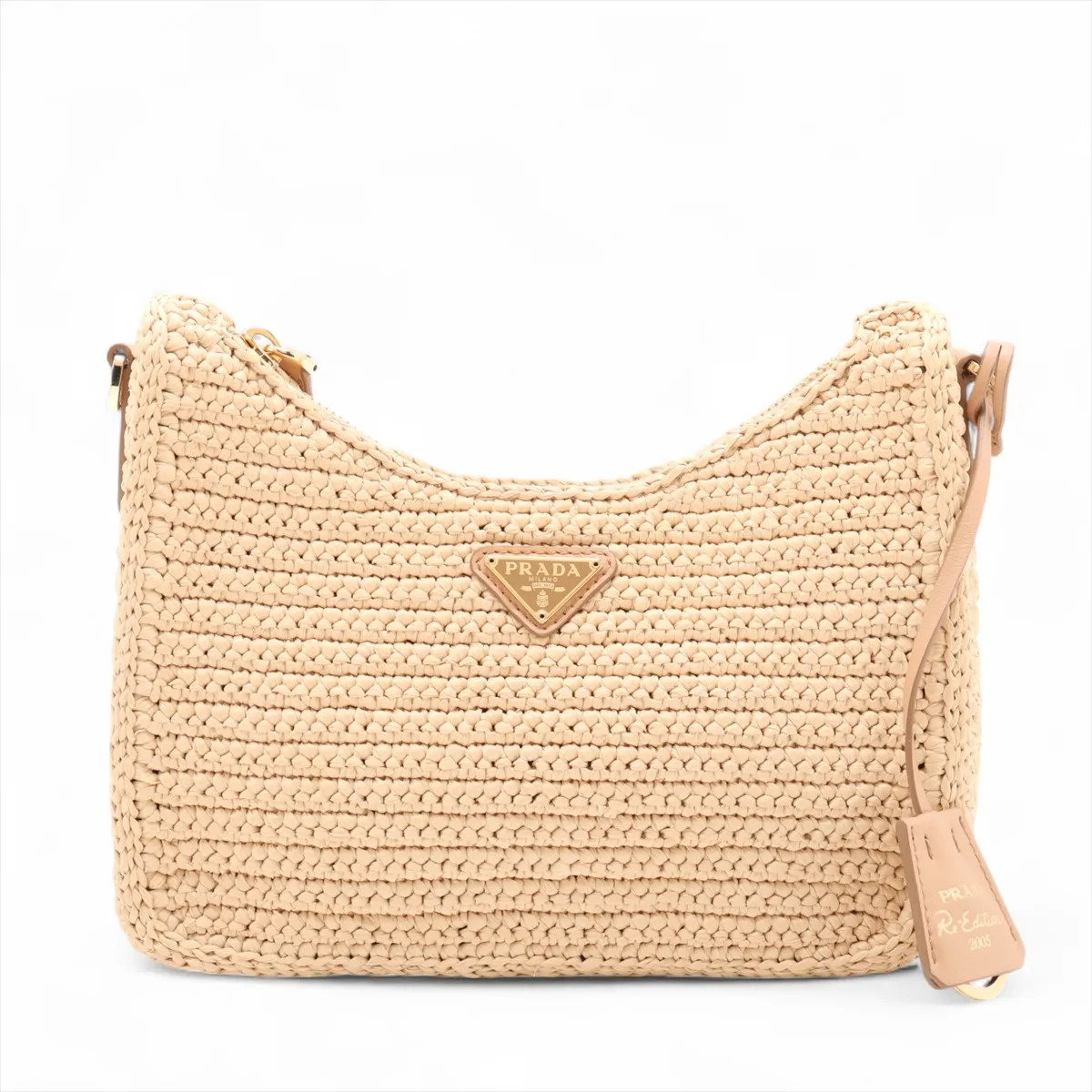 Prada raffia x leather 2 Way Shoulder Bag Beige thumbnail 2