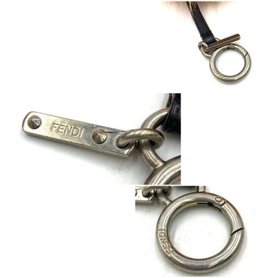 Auth FENDI Bugs Monster Fur Bag Charm Key Ring Key Holder Orange