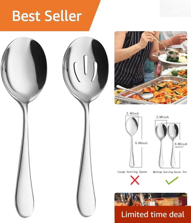 Luxury 2-Piece Flatware Set - Slotted & Serving Spoons for Home Entertaining