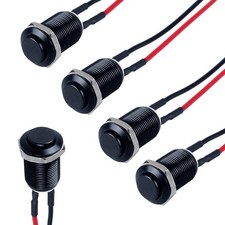 5pcs 12mm Latching Push Button Switch Raised Head ON-Off Normally Open with Pre-