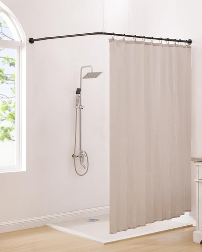 Barra de cortina de ducha de esquina, 24"-53" x 24"-53", negro mate - Imagen 4 de 7