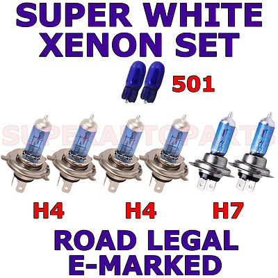FITS HYUNDAI GETZ 2003+ SET H4 H7 501 XENON EFFECT LIGHT BULBS HALOGEN