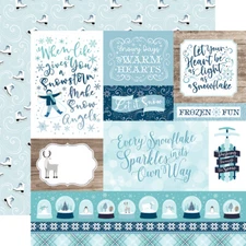 2 Sheets Echo Park Paper WINTER MAGIC 12x12 Cardstock - Multi Journaling Cards