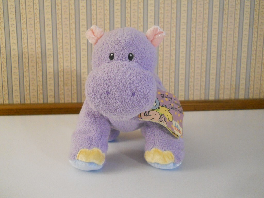 Baby Gund JUNGLE COLLECTION plush Purple Hippo rattle toy with