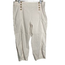 J Jill Pants Womens 12 Petite Linen Blend White Capris