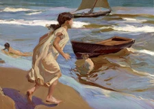 Ｏｉｌ　ｐａｉｎｔｉｎｇ The Bathing Hour swimming season girls by beach landscape canvas