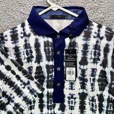 Greyson Golf Polo Shirt Mens Medium Shibori Maltese Blue Justin Thomas NWT