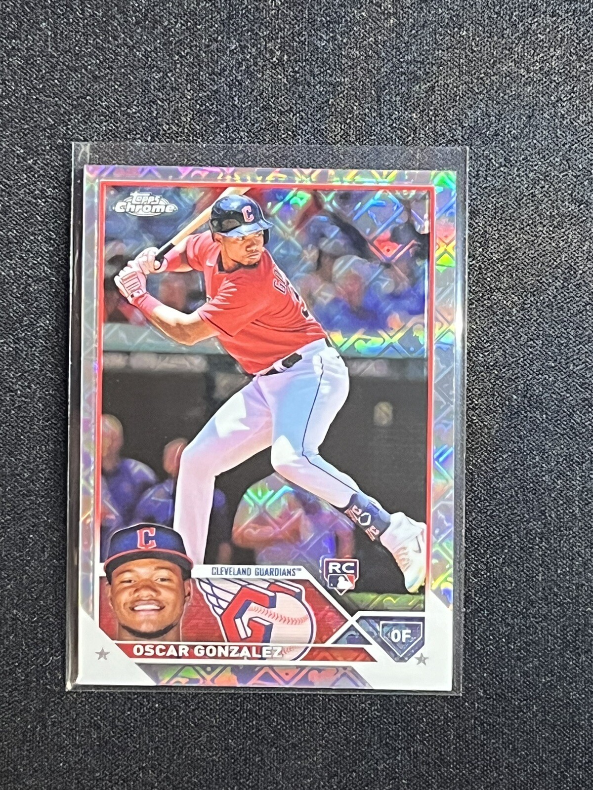2023 Topps Chrome Oscar Gonzalez Logofractor RC #207 Cleveland Guardians