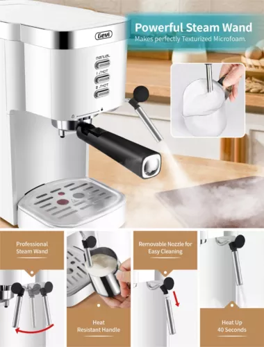 Gevi Espresso Machine 20 Bar with Milk Frother Coffee Machine Latte Cappuccino image