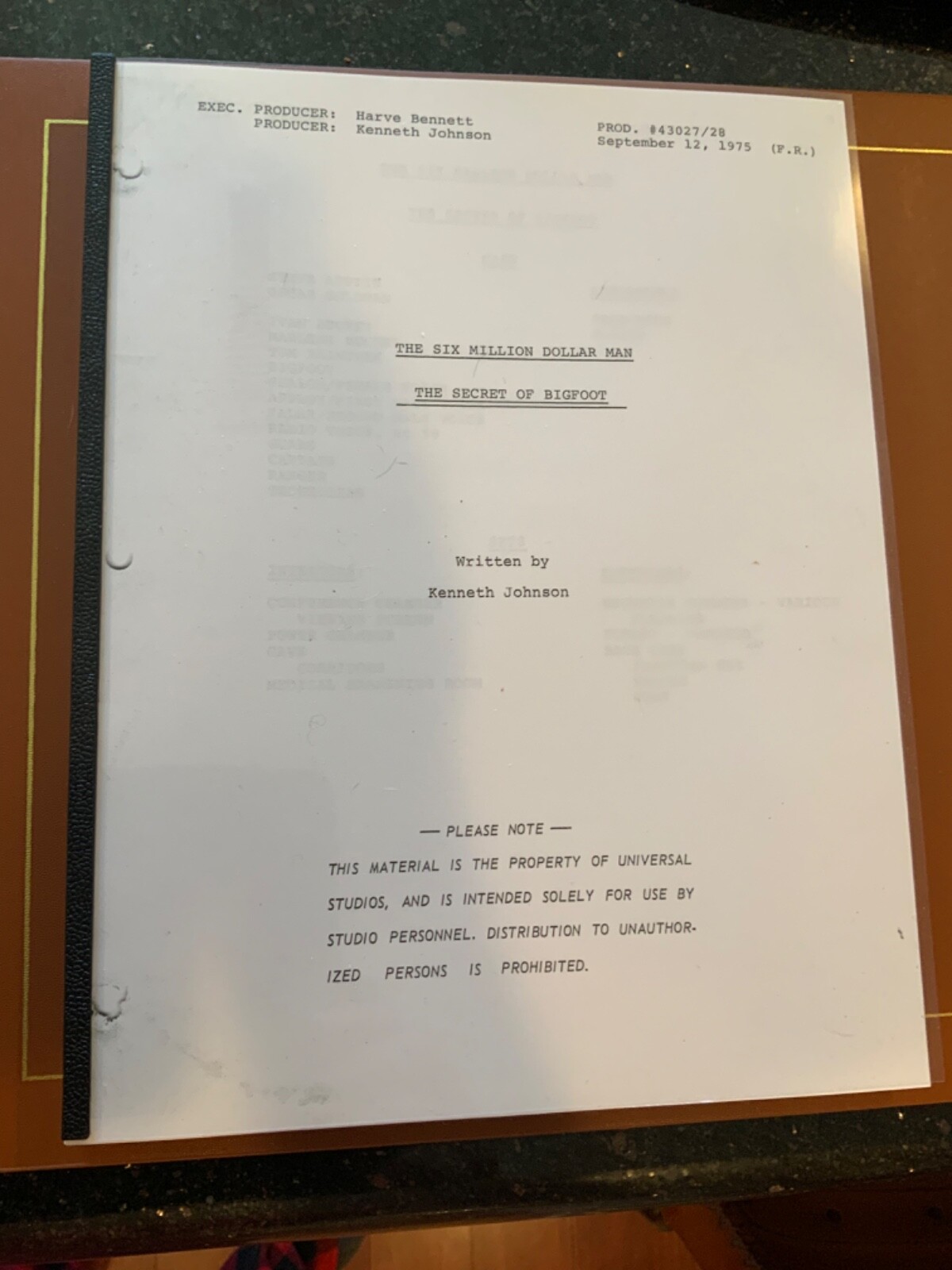Classic Script THE SIX MILLION DOLLAR MAN - The Secret of Bigfoot 1975 ...