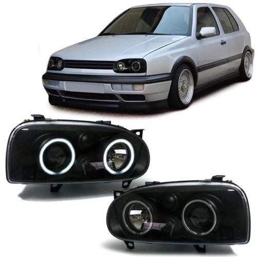 BLACK CCFL ANGEL EYE HEADLIGHTS HEADLAMPS
