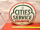 VINTAGE 11 3/4 in CITIES SERVICE KOOLMOTOR GAS & OIL ADV SIGN HEAVY METAL # S192
