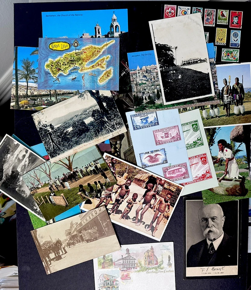 Lot of 170+ Postcards FDC Cards 1910-1970's Fiji South Africa US Boston VA NH - Image 2 of 4