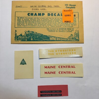 Champ Decals HO Gauge EH-67 Maine Central EMC. Pass. Diesel Loco CS