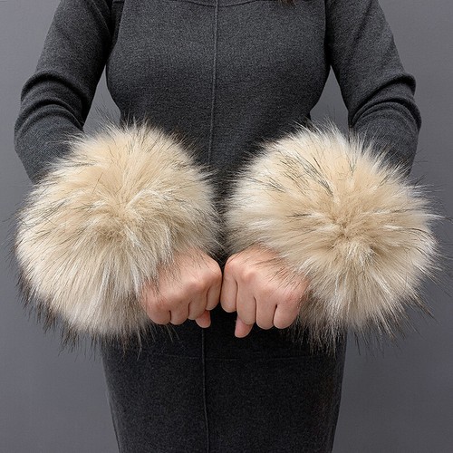 Elegant Faux Fur Plush Wrist Arm Cuff Wristband Winter Warm Furry Sleeves Cover - Picture 7 of 28
