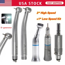 Dental 2*E-generator LED High /1*Low Speed Handpiece Push 4/2Hole NSK Style SA