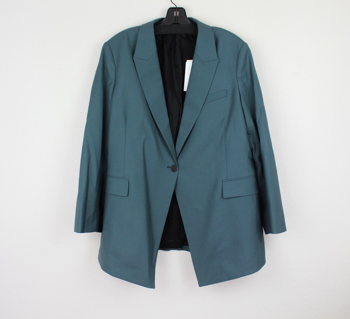 NWT Theory Single-Breasted Blazer, Stretch Wool, Evergreen