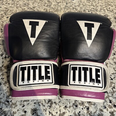 Title Boxing Genuine Leather Gel World Boxing/Bag Gloves 15 Oz Black And Purple