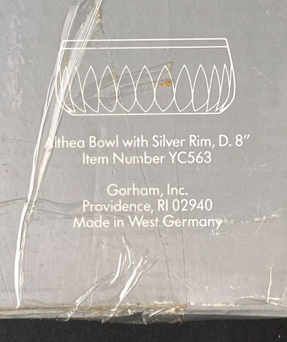 Vintage Gorham Althea Full Lead Crystal Bowl w/ Silver Rim #YC563 8" Germany New - Picture 14 of 19